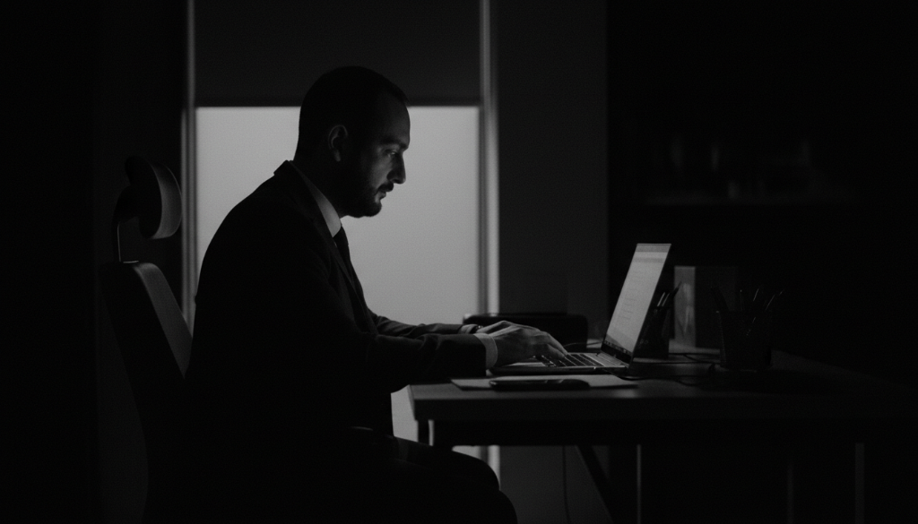 Mattia Tiberia - Freelance Web Designer al lavoro nel suo ufficio