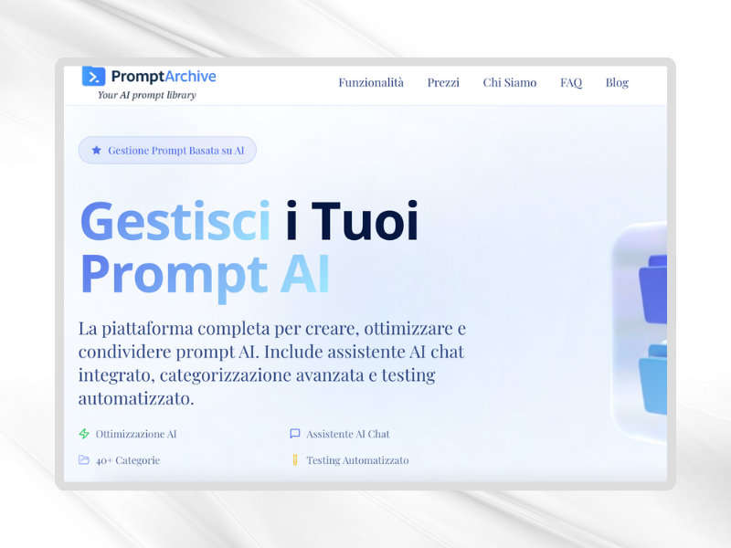 Archivio prompt - Libreria di prompt ottimizzati